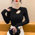 Bow Collar Sweater Women Long Sleeve Pleated Knit Top Fall Winter