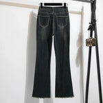 Vintage High Waist Chic Button Slim Flare Denim Pants Streetwear