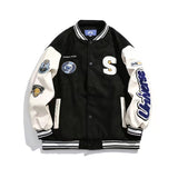 Herren Bomberjacke American Retro Letter Stickerei