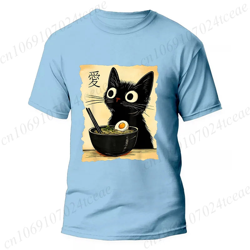 Kawaii Cat Ramen Japanese Anime T-Shirt