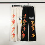 RRR123 Style Flame Distressed Sweatpants Men Sports