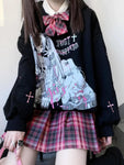 Harajuku Anime Hoodies Women Goth Streetwear Cartoon Print Y2k