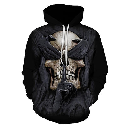 Skull Pattern 3D Printing Hoodies Horror Theme Fashion for Autumn and Winter