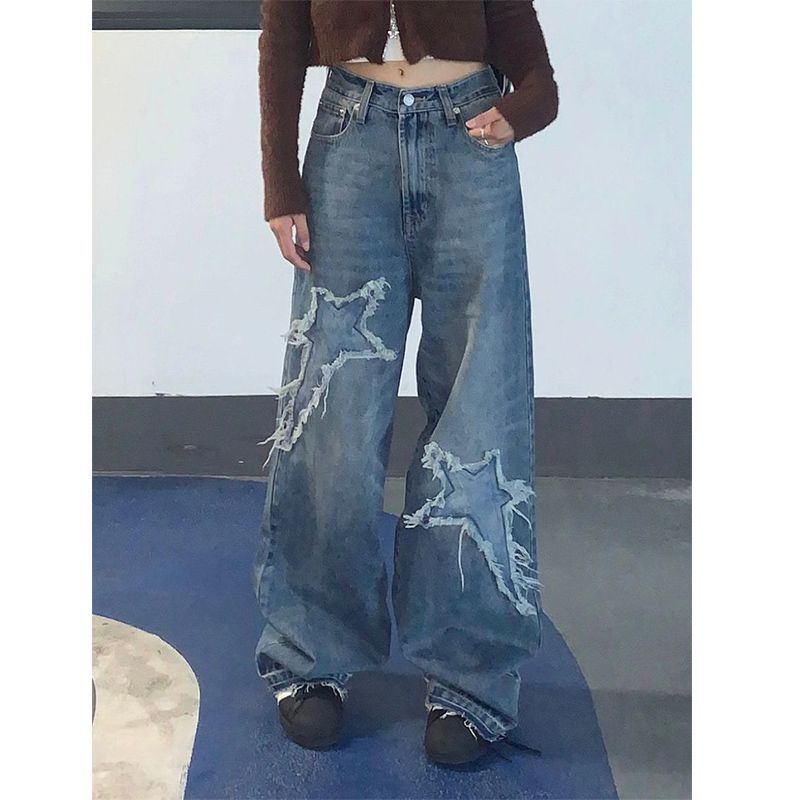 Star Baggy Jeans Vintage Washed High Street Style