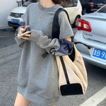 Autumn Winter Patchwork O-neck Sweatshirts Women