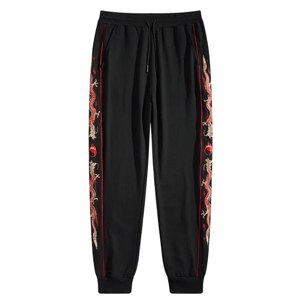 Embroidered Sports Pants Men Chinese Style Fall Wear