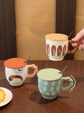 Ceramic Mug 2025 Drinking Water Breakfast Cup with Lid Spoon