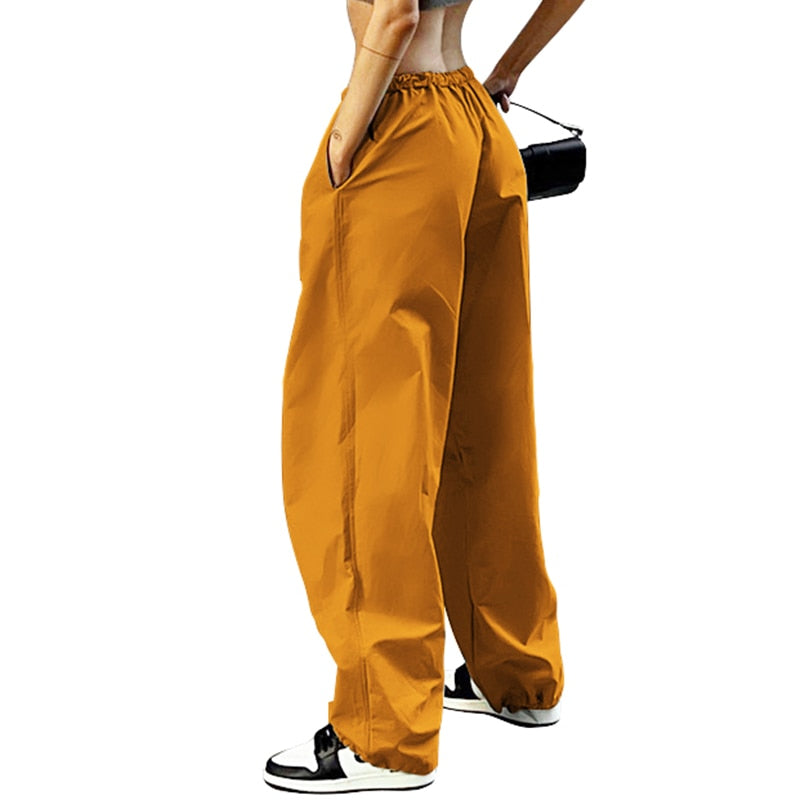 Cargohose Y2K Kordelzug Low Waist Joggers Hose weites Bein