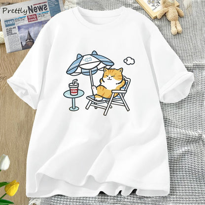 Women's Streetwear T-shirt Cute Cat Graphic