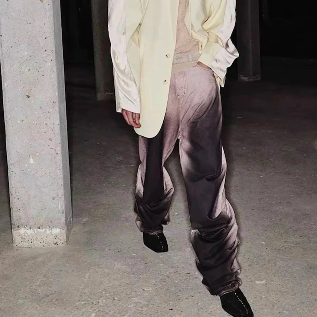 Men High Street Painted Wide-Leg Cargo Jeans