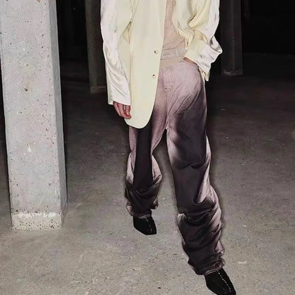 Men High Street Painted Wide-Leg Cargo Jeans