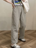 Straight Jeans Women Vintage Cotton Wide Leg Full Length Denim Pants - xinnzy