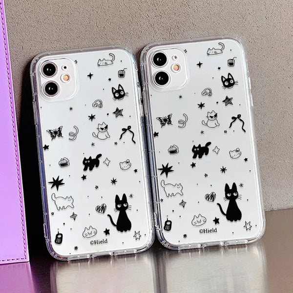 Transparent Cute Cat Phone Case For iPhone Shockproof Silicone Cover