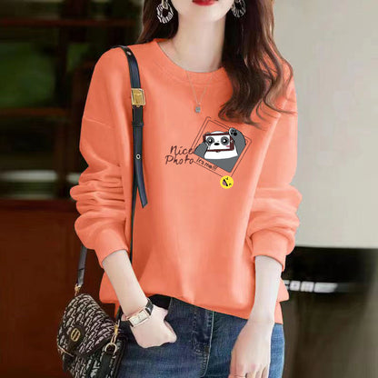 Cartoon Panda Cat Long Sleeve Female Sweatshirt Pullovers Casual