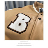 Men's Bomber Jacket Autumn Winter American Retro Letter