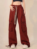 High Waist Straight Trousers For Streetwear And Casual Style