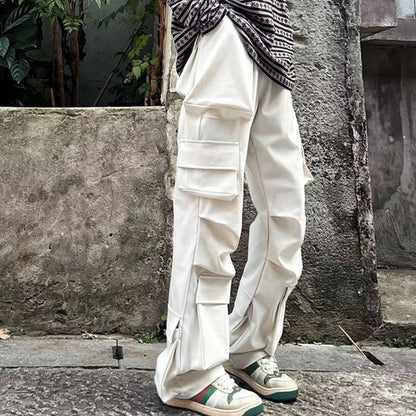 Men High Street Multi-Pocket Ruched Cargo Pants