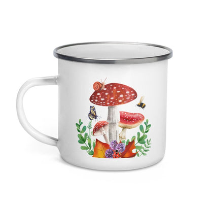 Mushroom Bee Snail Berries Enamel Camping Mug