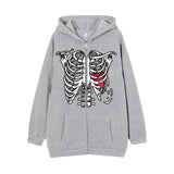 Y2K Dark Skull Skelett Zip Up Hoodie Herrenjacke