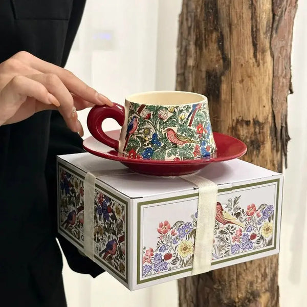 3 Piece Ceramic Coffee Cup Saucer Set Elegant Minimalist Gift Tea