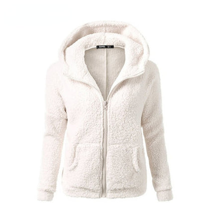 Hoodie Zip-up Women Casual  Zipper Coat Solid Soft