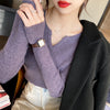 V Neck Sweater Women Knit Pullover Fall Winter Solid Color Top
