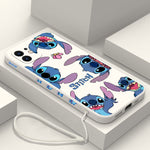 Disney Stitch Soft Phone Case für IPhone 14 13 mit Lanyard Anti-Fall