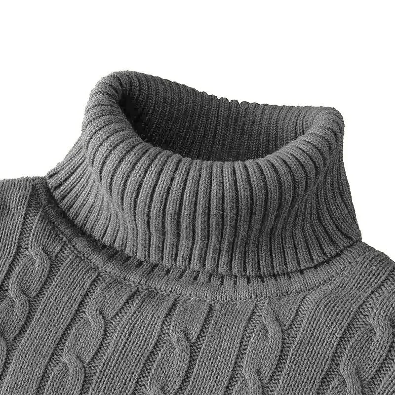 Mens Ribbed Turtleneck Sweater Slim Fit Knit Pullover Lightweight