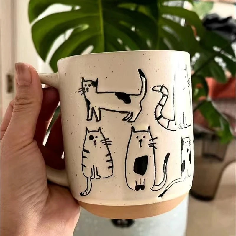 Creative Cartoon Ceramic Mug: Large Capacity, High Temperature Resistant