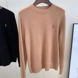 Spring And Autumn Knitted Embroidery Pullover Round Neck V-Neck Long Sleeve Luxury - xinnzy