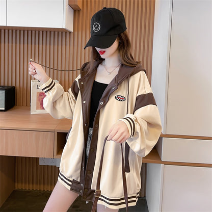 Fashion Cardigan Jacket  for Women Thin Loose Stitching Single