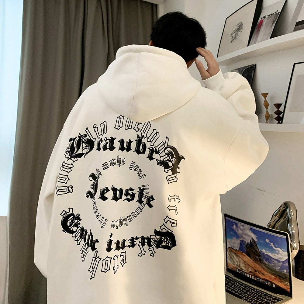 Hip Hop Oversized Men's Hoodies: Foaming Print Winter Jumpers