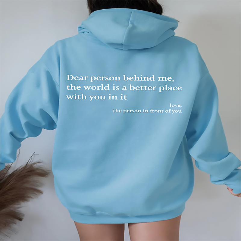 Long sleeved letter hoodie solid color hoodie female