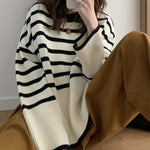 Striped Loose Warm Sweater O-Neck Knitted