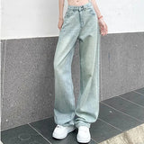 High Waist Loose Straight Leg Jeans Fashion Women Straight