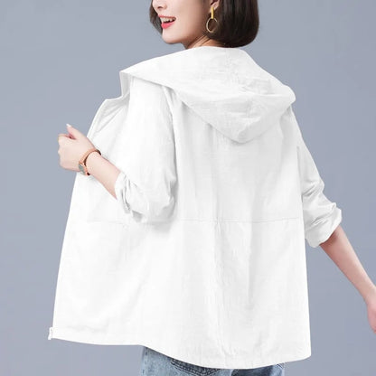 Hooded Jackets Outerwear Women Casual Solid Color