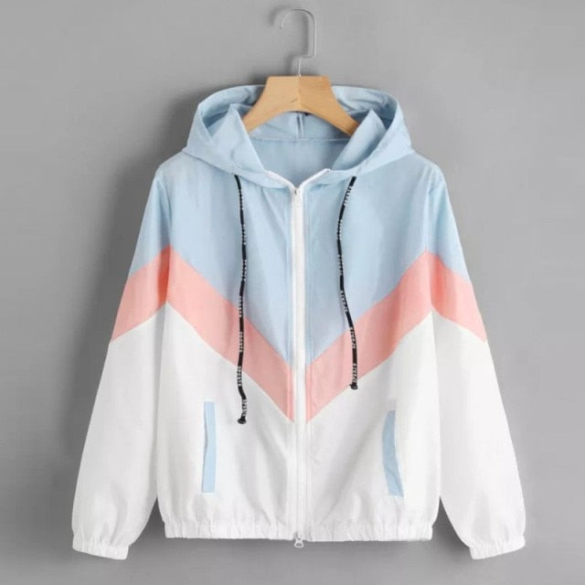 Women Jacket Multicolor Patchwork Streatwear