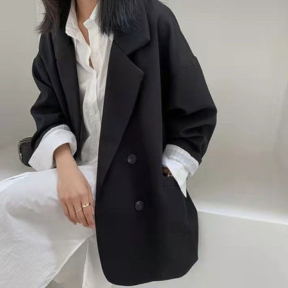 Damen Große Blazer Mäntel Frühling Herbst Mode Koreanische Version Lose Grace Herbst Jacke