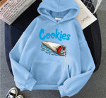 Cookies Printed Hip Hop Fleece Casual Punk Gothic Y2K Hoody Pullover Streetwear