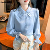 Chic White Chiffon Blouse Womens Long Sleeve Dressy Casual Top 2026