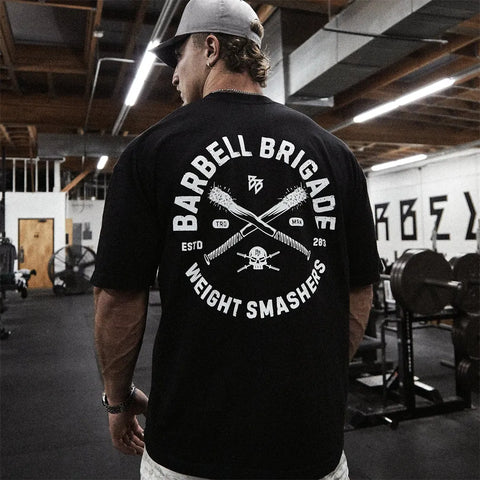 Gym Essentials Barbell Letter Print Fitness T-shirt