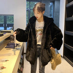 Plush jacket women winter imitation Rex rabbit loose thick hooded