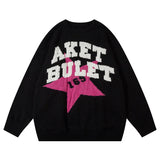 Star Graphic Big Letter Sweater Knitted Jumper Winter Fashion Streetwear