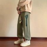 Retro Letter Embroidery Velvet Sweatpants Women Autumn Winter Thickened Loose