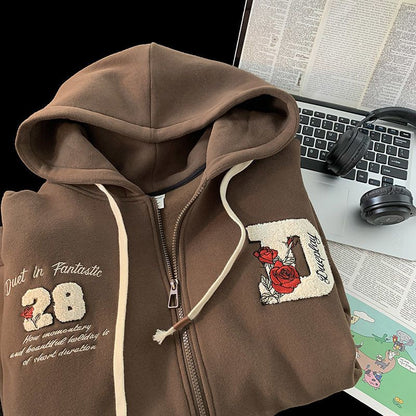 Super Dalian Hoodie mit Vintage-Alphabet-Stickerei: Ein Y2K-Ästhetik-Herbst-Street-Essential für Frauen