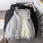 Coat Plush Jackets Solid Color Velvet Thick Warm Winter Hoodies Coat Zipper