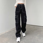 Women's High Waist Loose Fit Cargo Denim Pants for Spring and Summer 2023