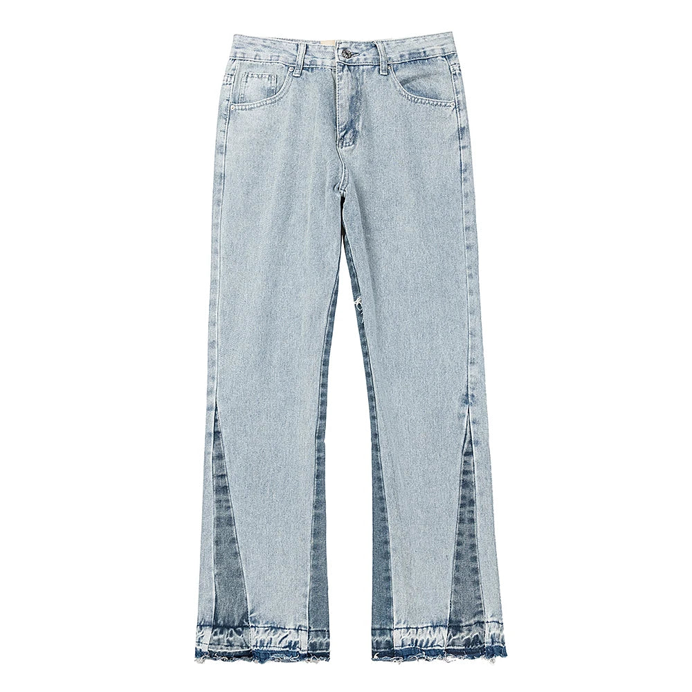 Unique Patchwork Men Flare Jeans 2025 Fashion Trend