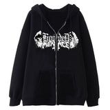 Jackets Women Y2K Zip Up Skeleton Hoodie Streetwear