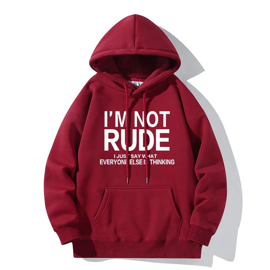 I'M NOT RUDE Letter Print Hoodie Casual Sweatshirt Youth Fashion Outdoor